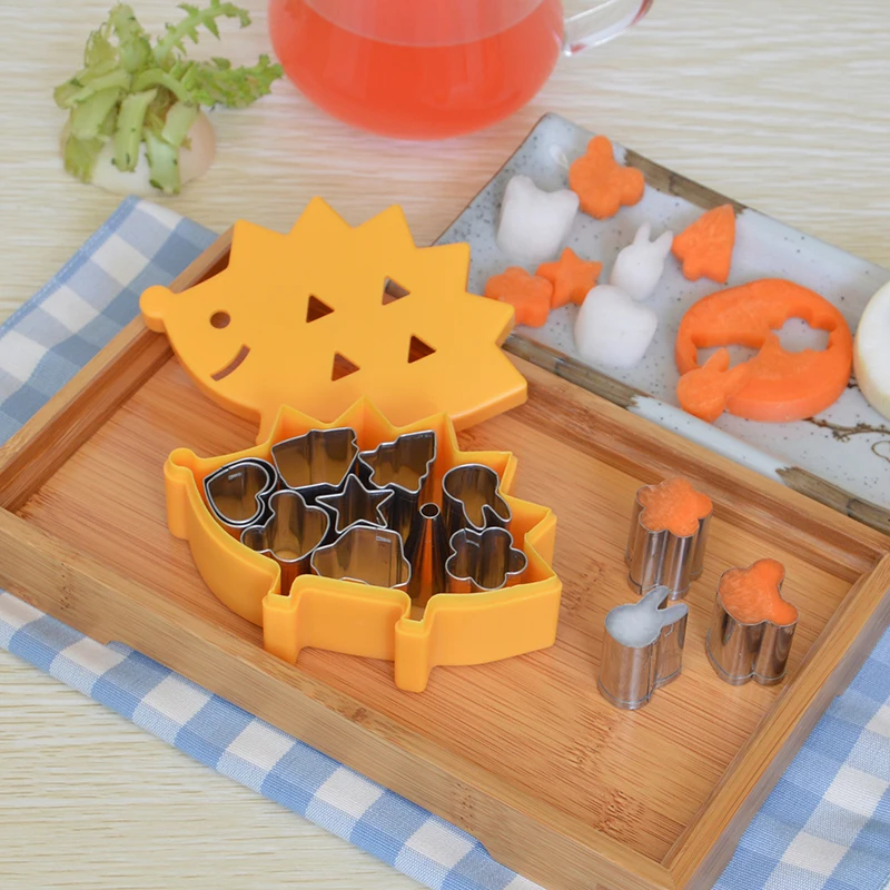 Fruit Cutter Mould Hedgehog Box Design Mini Stainless Steel Mould Biscuit Ham Kids Bento Decoration Tools 10pcs/Set cookie cutter