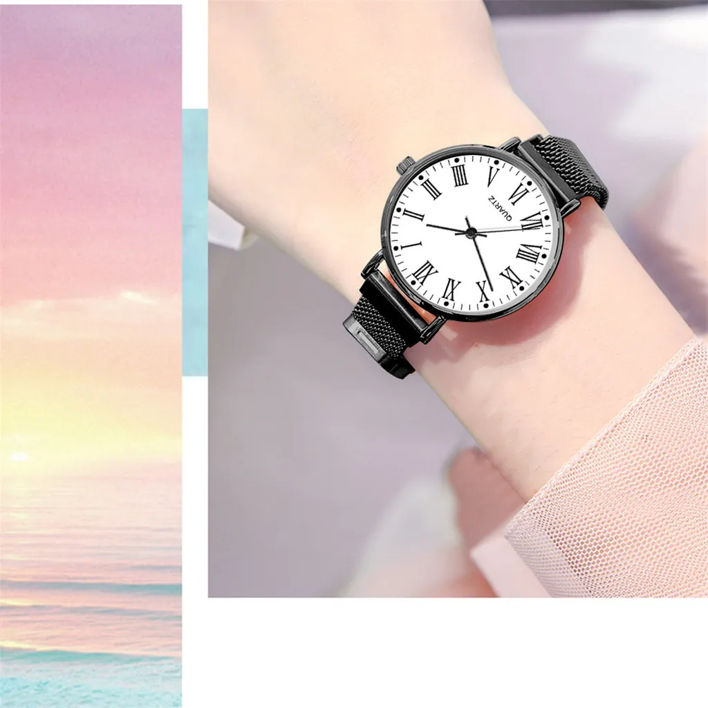 Reloj mujer модные женские часы с магнитной пряжкой часы с ремешком-сеткой Кварцевые аналоговые круглые наручные часы bayan kol saati montre femme