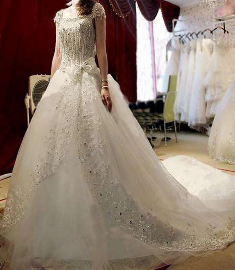 Bestidos de novia изготовленная на заказ Роскошная свадебная одежда совок Кристалл камни из бисера длинное формальное сексуальное свадебное платье