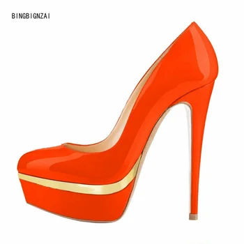 

BBZAI 2020 new pattern woman shoes high-heeled shoes Sexy Nightclub women's shoes 16CM Stiletto heels 4CM Platform 3-13 14