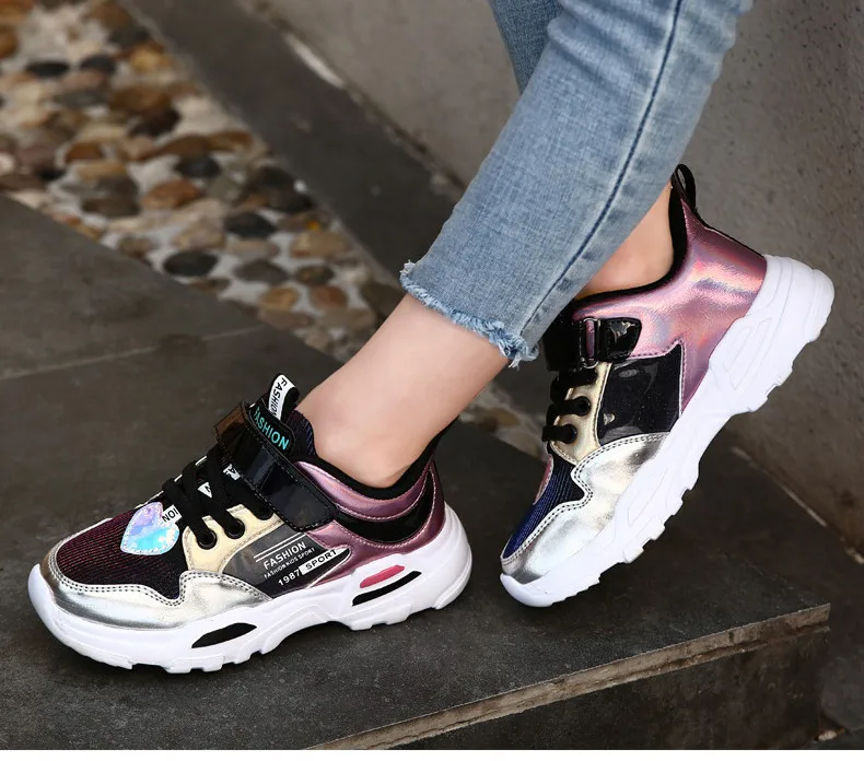 PINSEN 2019 Autumn Kids sneakers Girls Shoes Children's Sport Shoes Shining Light Casual Child Shoes For Girl chaussure enfant (18)