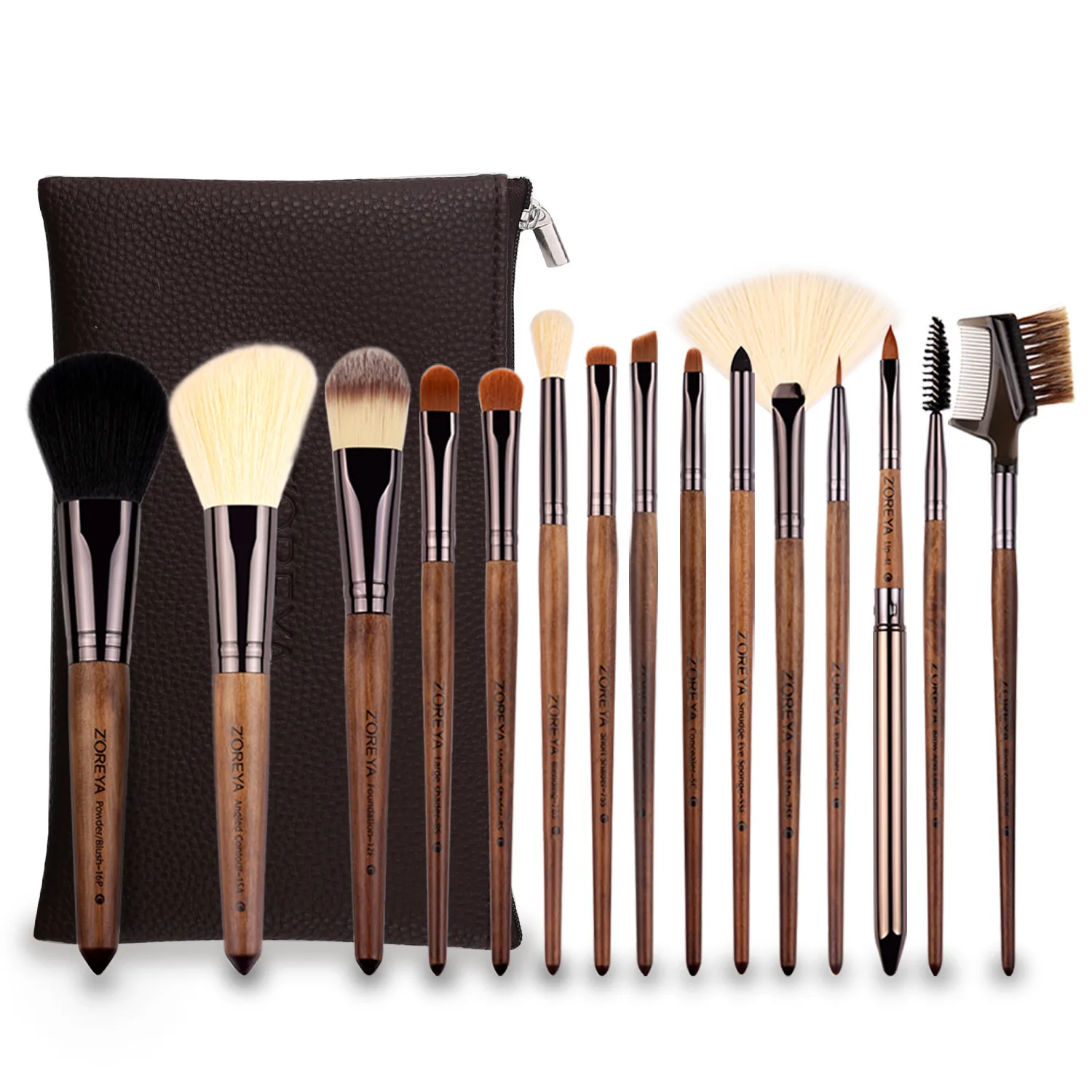 

Zoreya zhuo er ya Currently Available 15 Makeup Brush Set Black Walnut Wood Handle Faux Fiber Makeup Set
