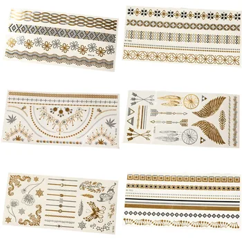 

6 Pcs Glitter Temporary Tattoos Waterproof Tattoo Stickers for Adults Kids