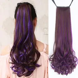 AOOSOO длинные вьющиеся волосы женский двухцветный парик высокотемпературная оптоволоконная заколка конский хвост удлиняющий головной убор
