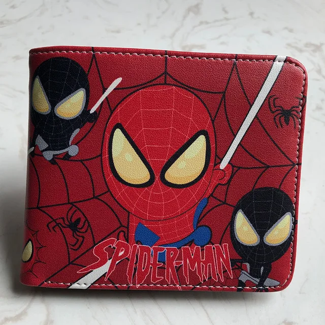 Marvel Men Wallet Q Version Captain America SpiderMan Wallet Men Comic Version Super Heroes Wallet Women with Card Holder Wallet Q version Spiderman