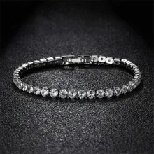 Кубический циркон Теннисный браслет цепочка медный материал золото серебро полная коробка для стразов застежка металлический браслет для женщин мужские ювелирные изделия