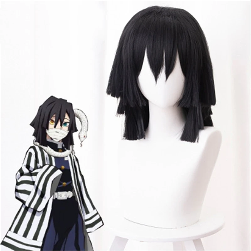 

Demon Slayer: Kimetsu No Yaiba Iguro Obanai Cosplay Wig Black Synthetic Hair Halloween Role Play Styled Wig Anime Wig for Adult