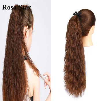 

Rosa Star Long Curly Synthetic Fake Hair Available High Temperature Fiber for Women Clip in ponytail corn