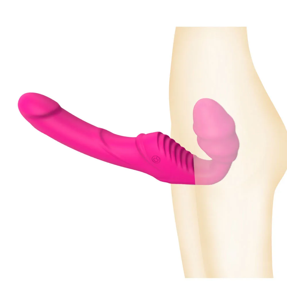  Adult Lock Vagina Strapless Strapon Dildo Vibrator 9 Speeds Double Vibrating Lesbian G Spot Clitori