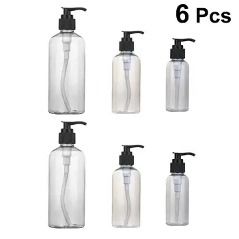 

6Pcs Shower Gel Press Pump Bottle Empty Subpackaging Bottle Refillable Bottle Black (100ml, 200ml, 300ml For Each 2Pcs)