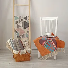 Хлопковый и льняной тканый ковер с кисточками, напольный коврик, дверной гобелен для спальни, декоративное одеяло, чайный ковер для гостиной