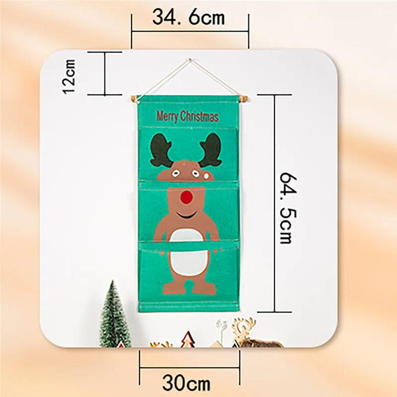 1 Pcs Christmas Storage Bag Decoration Supplies Canvas Printing Christmas Storage Hanging Bag Door Decoration Storage Bag A30930