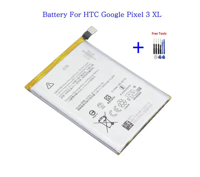 

1x 3430mAh / 13.20Wh G013C-B / Go13C-B / C1 Phone Replacement Battery For HTC Google Pixel 3 XL 3XL Batteries + Repair Tool Kits