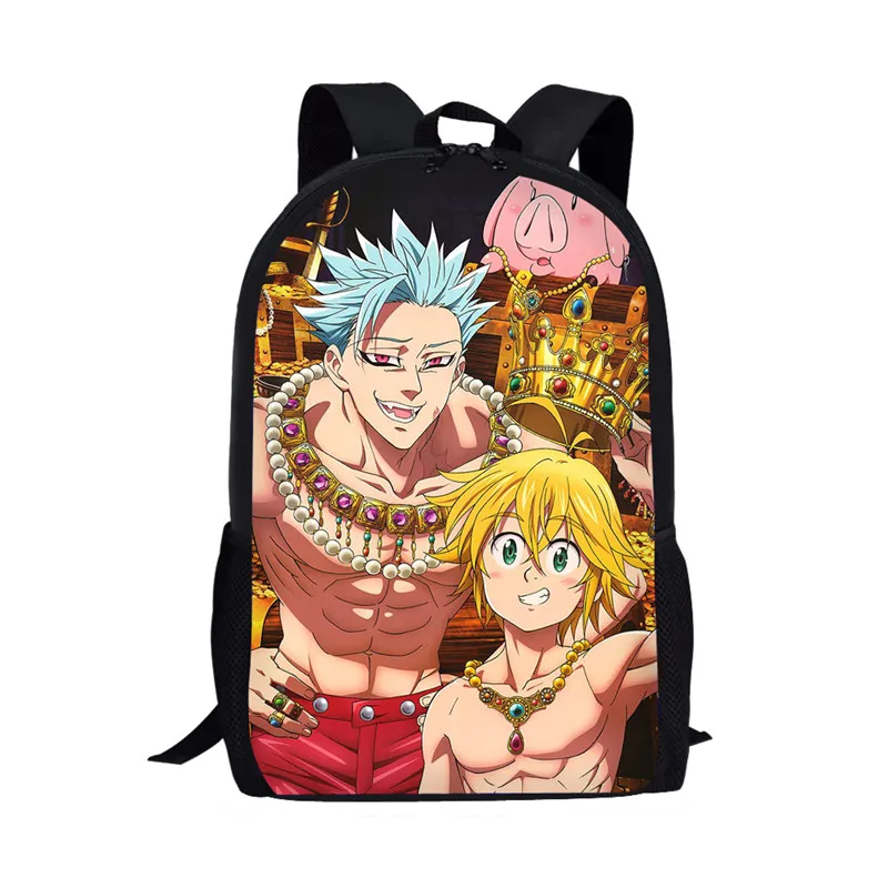Детская школьная сумка в стиле аниме «Seven Deadly Sins», комплект для мальчиков и девочек, классная мультяшная школьная сумка Nanatsu No Taizai Meliodas Elizabeth - Цвет: LH1074C