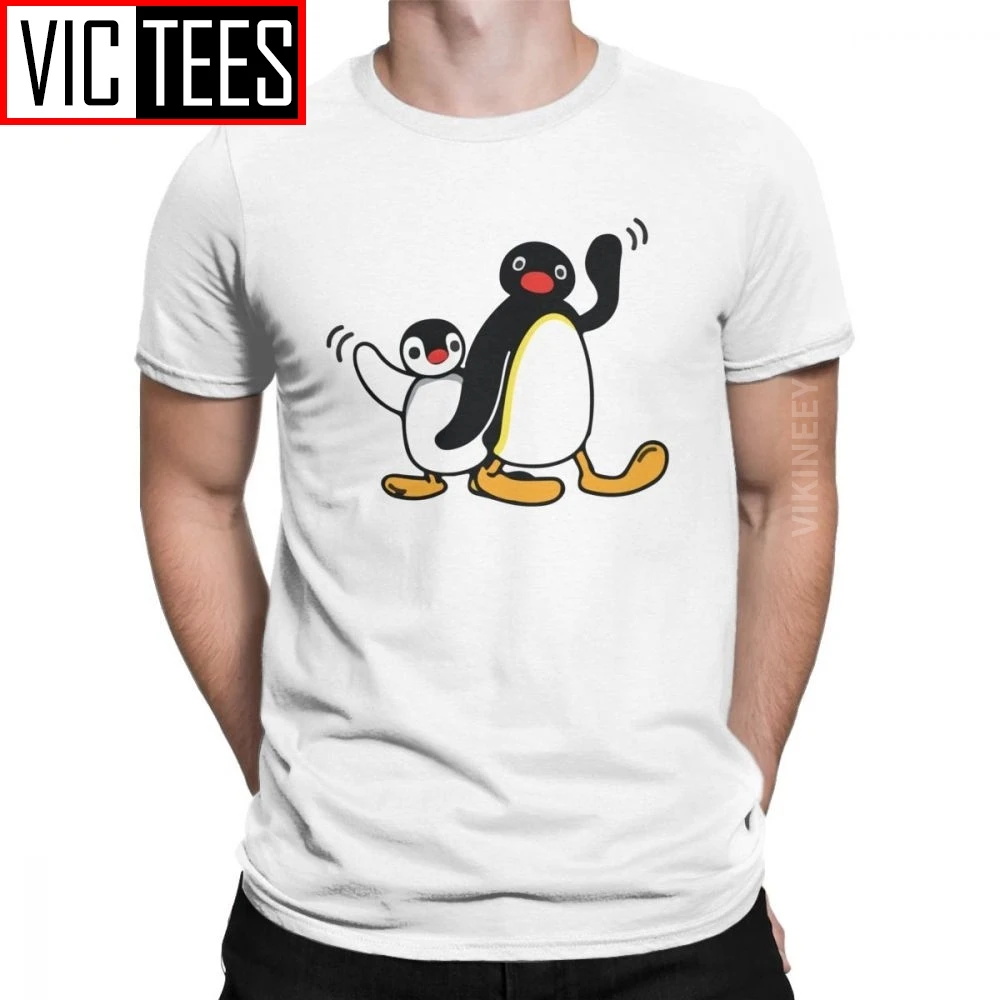 Мужская футболка Pingu в стиле Пингвин детская Ретро с мультяшным мемом 80-х 90-х