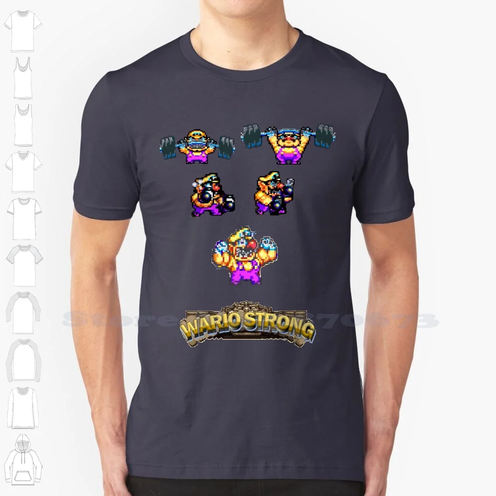 Wario Land 4 "Wario Strong" Custom Funny Vendita Calda Tshirt Wario Land 4 Four Game Boy Advance Advanced Pixel Super Smash Bros
