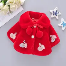 Зимняя накидка из искусственного меха с героями мультфильмов для маленьких девочек, ветрозащитное пальто, теплая накидка