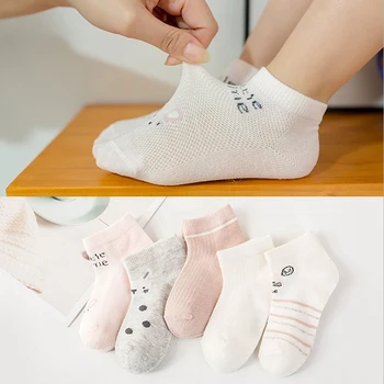 

5 pairs baby girl cartoon socks cotton princess spring and summer kids lace socks for 2-10 years
