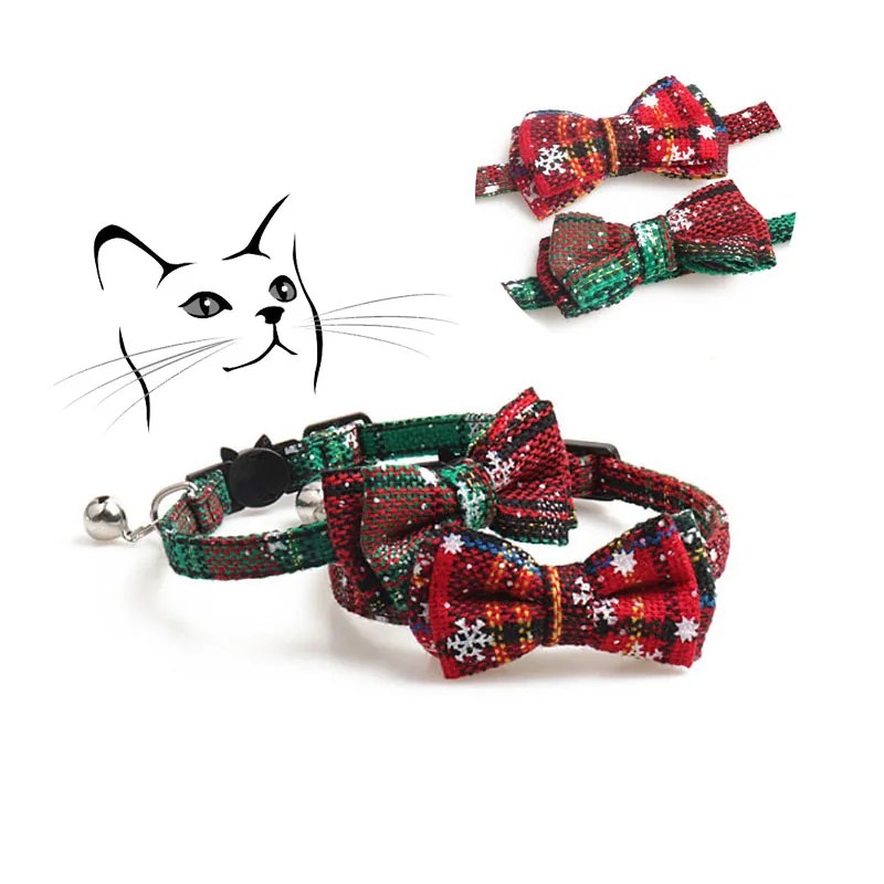 Рождественские Домашние животные маленькие собаки/ошейники для кошек Снежинка бант щенок ожерелье с кошкой регулируемый галстук-бабочка котенок колокольчики ошейник питомец подарок