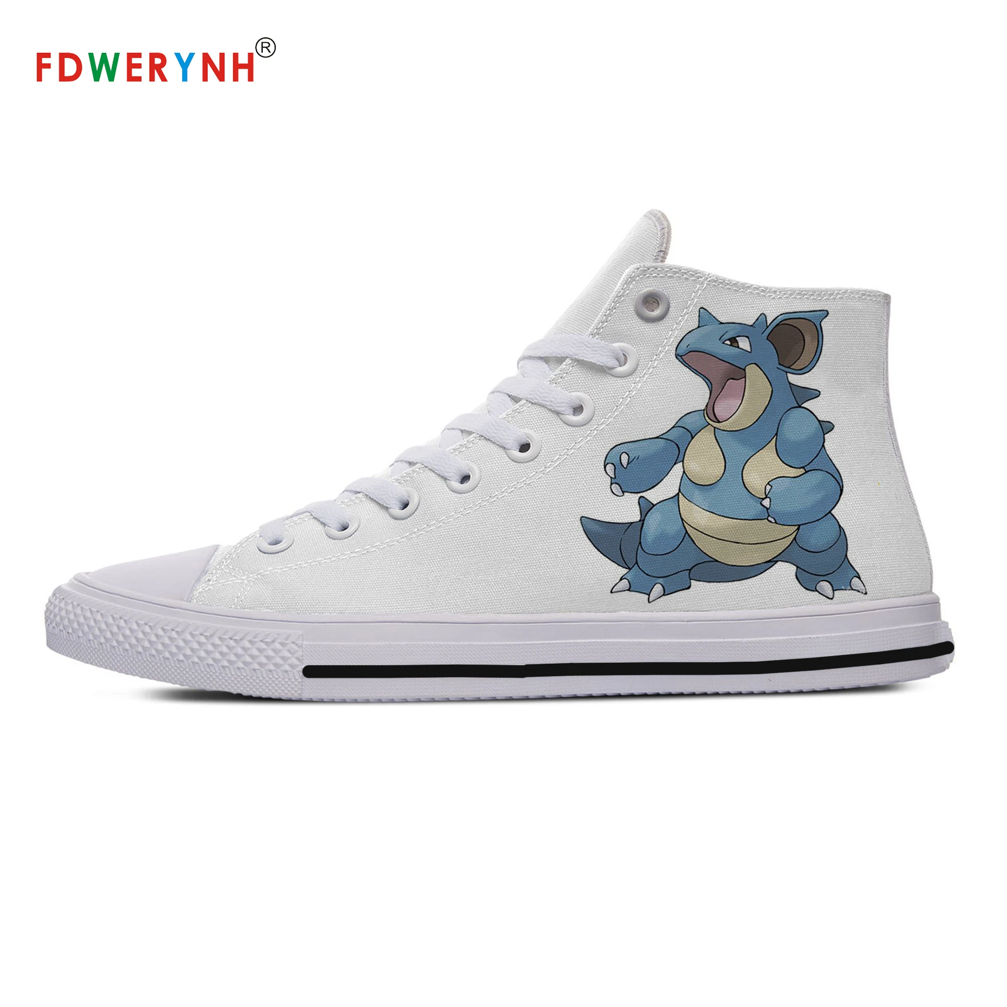 Парусиновые кроссовки с дизайном Pocket Monster Nidorqueen; повседневная обувь с высоким берцем и рисунком из аниме