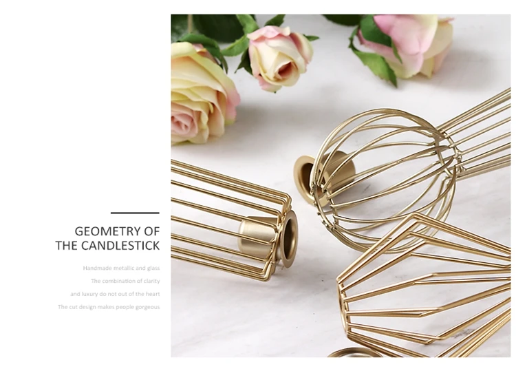 Nordic Geometric Iron Gold Candle Stand Simple Table Decoration Romantic Modern Candlestick Table Centerpieces for Wedding X6T