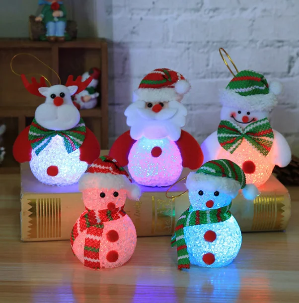 

Christmas Luminous Snowman Doll LED with Lights Doll Christmas Tree Decoration Pendant Ornaments 2019 Children's Small Gifts