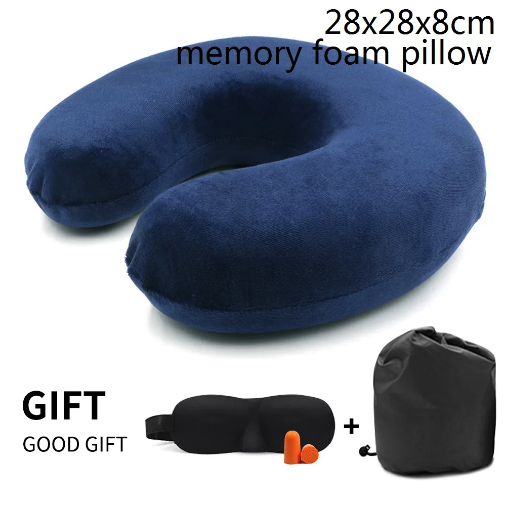 Подушка из пены с эффектом памяти, u-образные подушки для шеи, для самолета, поддержка шеи, аксессуары для путешествий, удобные подушки для сна, для дома, горячая распродажа - Цвет: B-navy