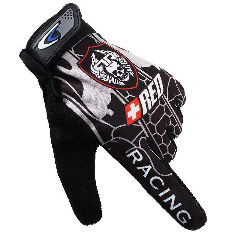 Guantes transpirables antideslizantes para hombre, manoplas de dedo completo para pantalla táctil, ejercicio de motocicleta, militares, patrón de calavera de Lobo, novedad de verano