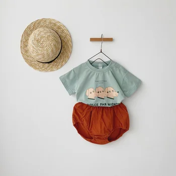 

2020 Summer Newest Baby Boy Girl 2pcs Clothes Set Infant Short Sleeve Cartoon Dog T Shirt+Solid PP Shorts Casual Baby Outfits 6M
