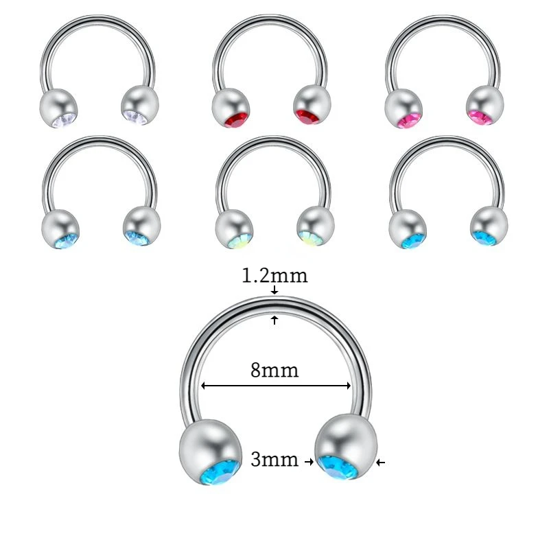 Lot 4/6 Pcs Fashion G23 Titanium Opal Cubic Zirconia Nose Ring Cartilage Helix Tragus Piercing Body Jewelry Wholesale Price | Украшения и