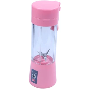 

USB Juicer Cup, Mobile Juice Mixer, Household Fruit Mixer - Six Blades, 400ml Fruit Blending Machine with USB Charger Cable Pink