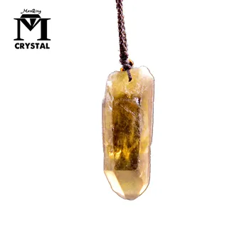 

Free Shipping natural Smoke crystal Pendant yellow point quartz stone Necklace healing charm for jewelry