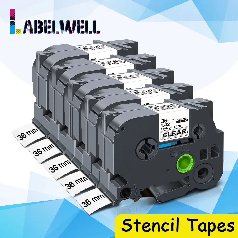

Labelwell 5PK Трафарет Ленты черный прозрачный ярлык совместимы для Brother 36 мм STe-161 STe 161 STe161 лента для p-касания этикетировщик