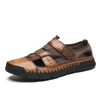 

YOUQIJIA New Men Sandals Genuine Leather Cowhide Men Sandals Summer Quality Beach Slippers Casual Sneakers Outdoor Beach Shoes