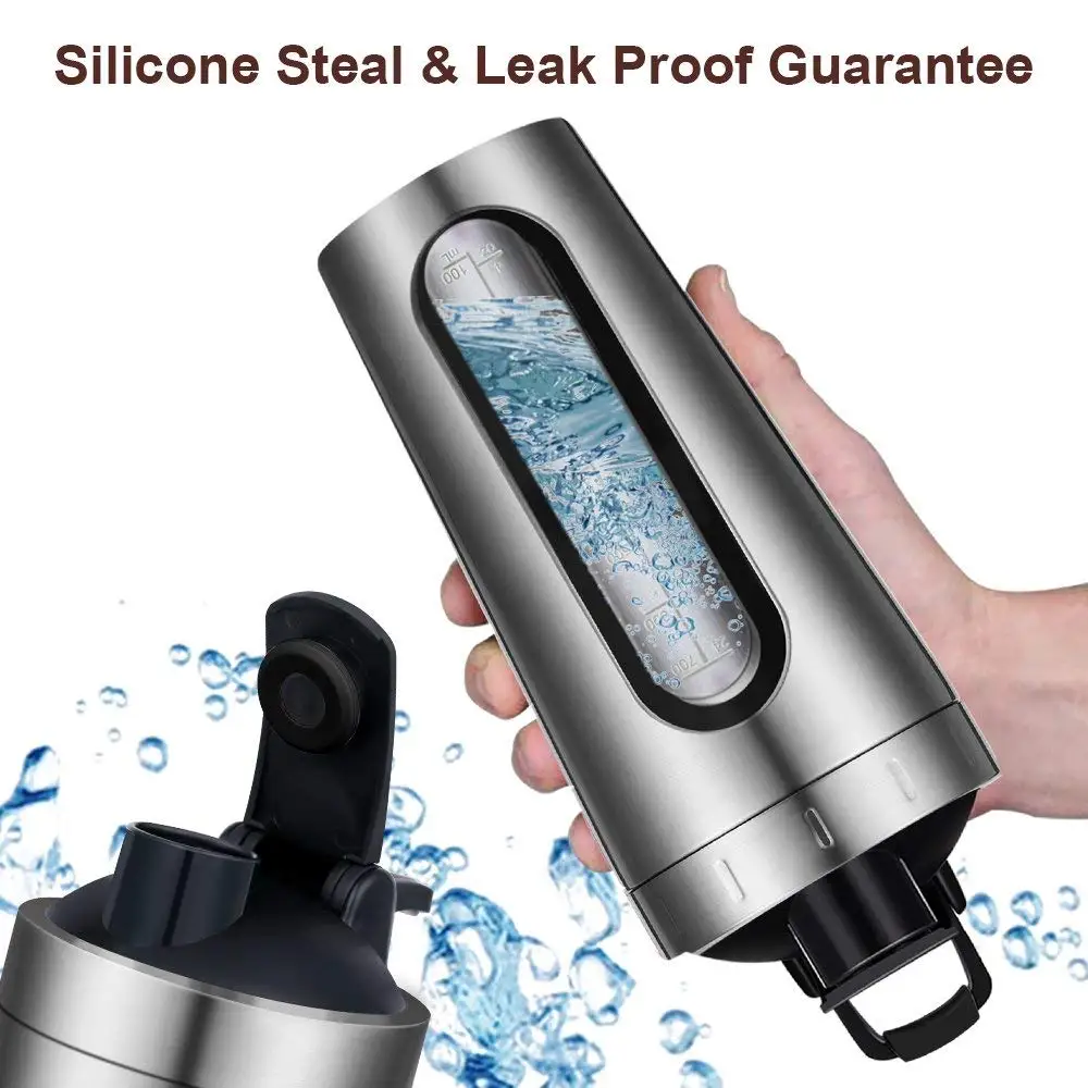 Stainless Steel Protein Shaker Bottle, Stainless Steel Sports Water Bottle Shaker Cup, Leak Proof 700Ml/28Oz