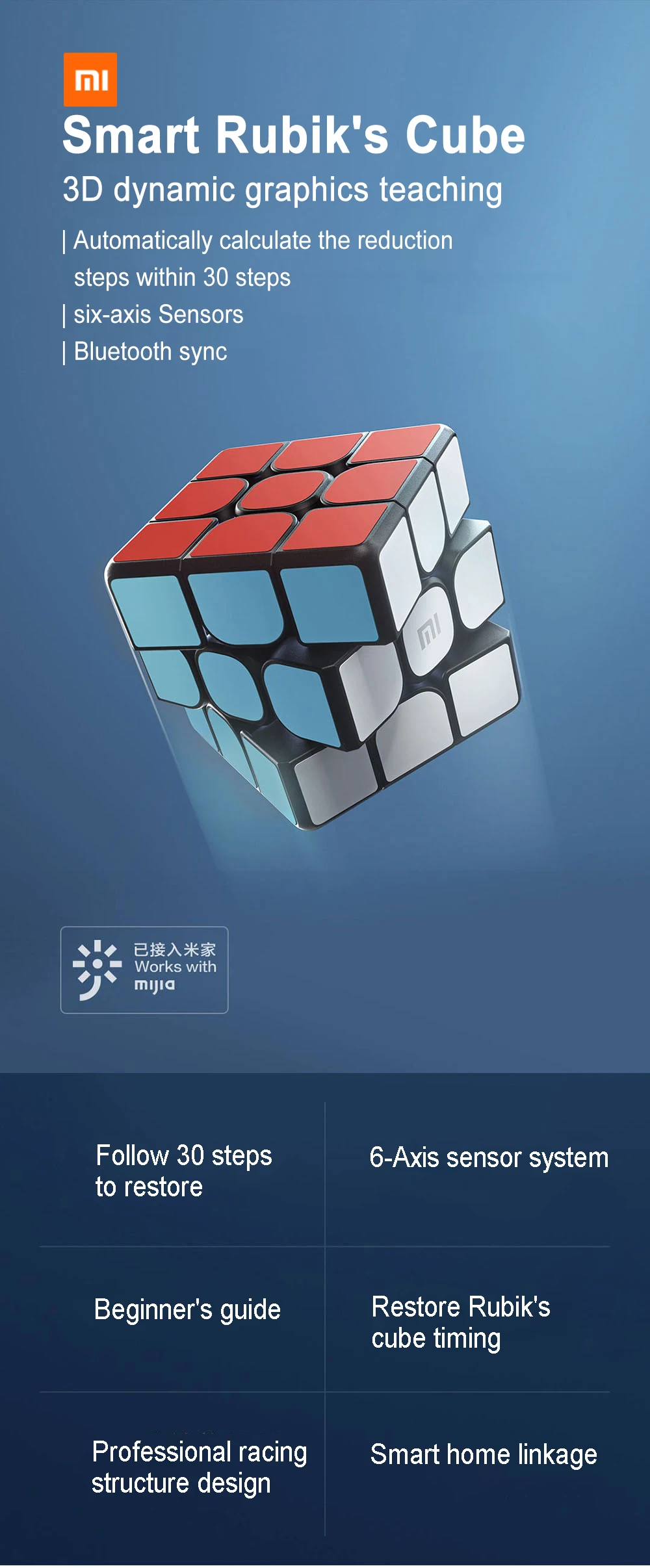 Gadgetoo Xiaomi Smart Magic Cube App Control Educational Puzzles Toy 3D Dynamic Graphics