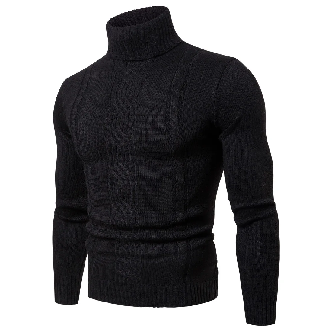 

Spring New Style Men High Lapel Pullover Sweater Base Shirt Jacquard Knitted Sweater Xy019