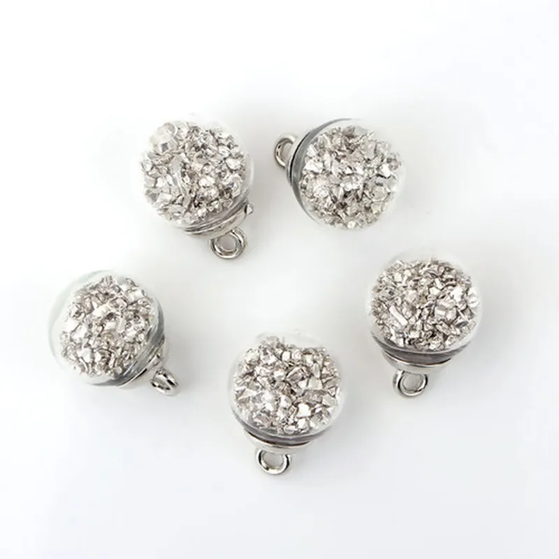 

DoreenBeads New Transparent Glass Globe Bubble Bottle Charms Round Silver Pendant DIY Jewelry Accessories 22mm x 16mm, 2 PCs