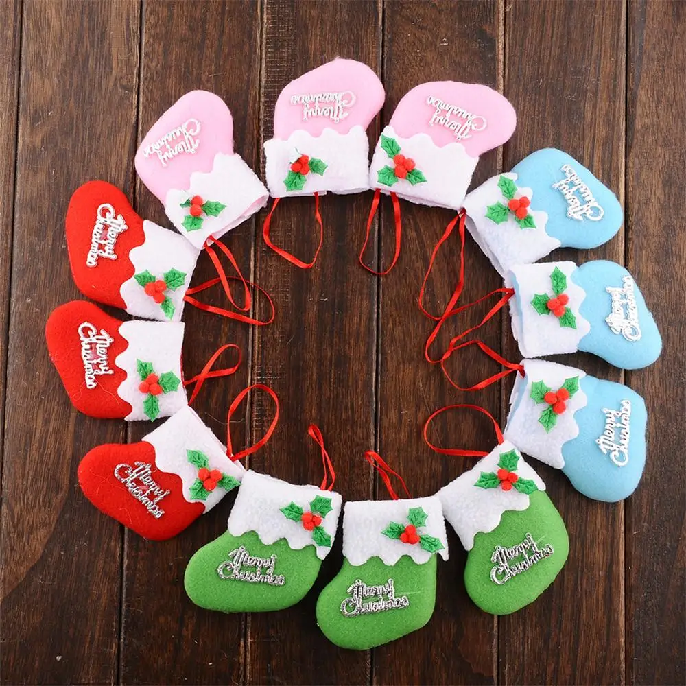 

Christmas Stocking Hanging Decor Stocks Bag Candy Decoration Pink Red Holiday Stockings Hanger Ornament Xmas