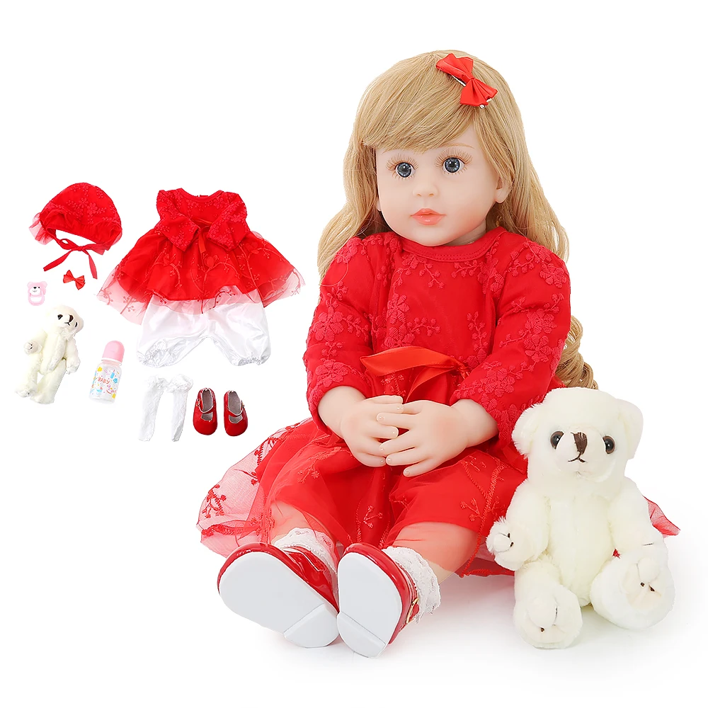 

New 24 Inch Reborn Baby Dolls 60CM Newborn Babies DOLL Elegant Soft Vinyl Cloth Body Princess Doll Lifelike Bonecas toys for kid