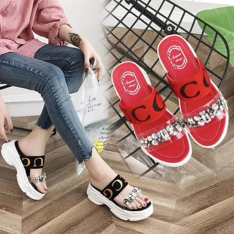 Эластичная ткань стразы женские сандалии 2019 лето новый стиль увеличение на