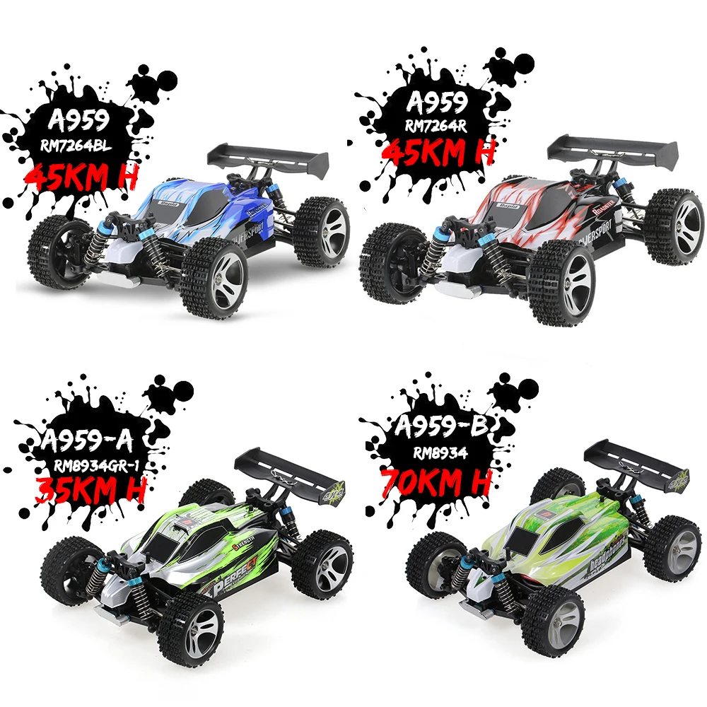 Wltoys A959 A B RC автомобиль 1/18 Масштаб 2 4 г 4WD Электрический RTR внедорожник Buggy игрушка