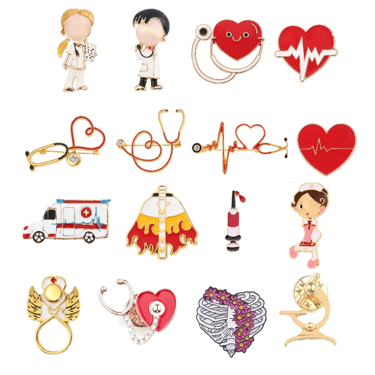 Elegant Heart-Shaped Medical Brooch Pin - Perfect