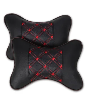 

2pcs Car Neck Pillow Leather PP Cotton Car headrest Supplies Neck Safety Pillow For Auto