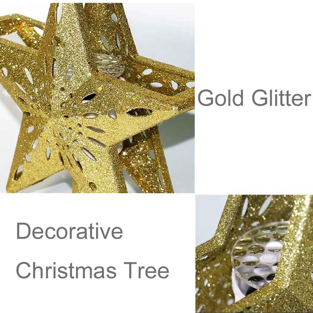 US/EU/AU/UK Plug Glossy Christmas Tree Topper LED Star Top Light Projection Snowflake Pattern Lamp Light Gold/Silver F926