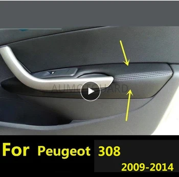 

Microfiber Leather Door Panels Armrest Leather Covers Protective Trim for For Peugeot 308 (2009-2014) with Mount Fittings