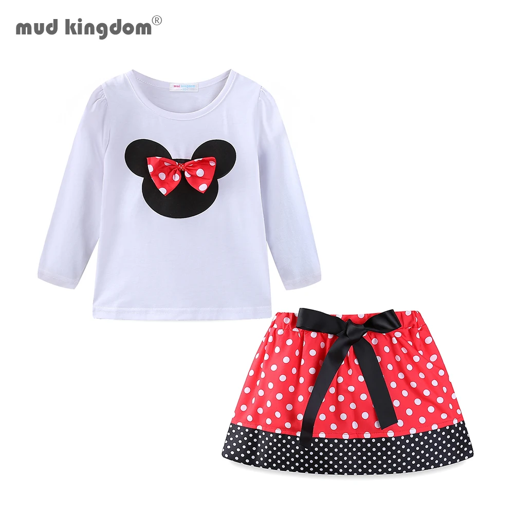 

Mudkingdom Little Girls OutfitS Cute Polka Dots Long Sleeve Spring Skirt Sets for Girls Kids Clothes Set