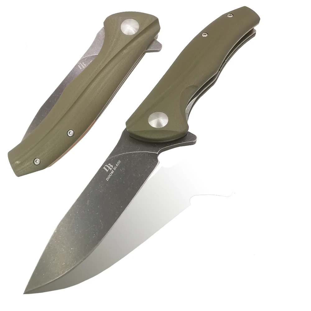 

60-61HRC D2 folding knife G10 handle stone washing process sharp hunting knife outing fishing portable pocket knife outdoor tool