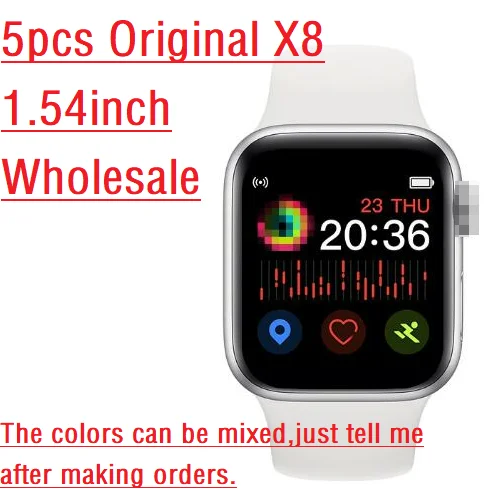 5 pcs Wholesale Original X8 Smart Watch 2021 44mm Dial Call Men Sport 1.54 inch Full Touch Heart Rate Sleep Tracker Smartwatch