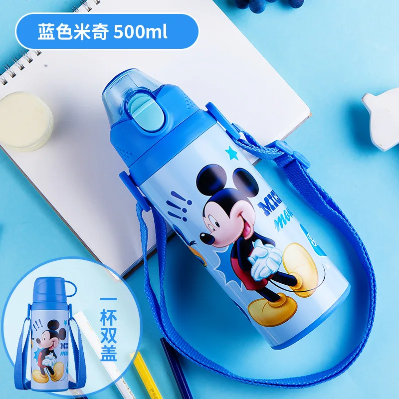 Детский термос disney 316 из нержавеющей стали, 600 мл, термос, изолированная чашка, есть ремешок с соломинкой, чашка-пуля, сохраняющая тепло, термос для еды - Цвет: 18